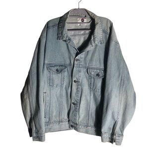 Vintage Pepsi light wash button front jean jacket Size XL
